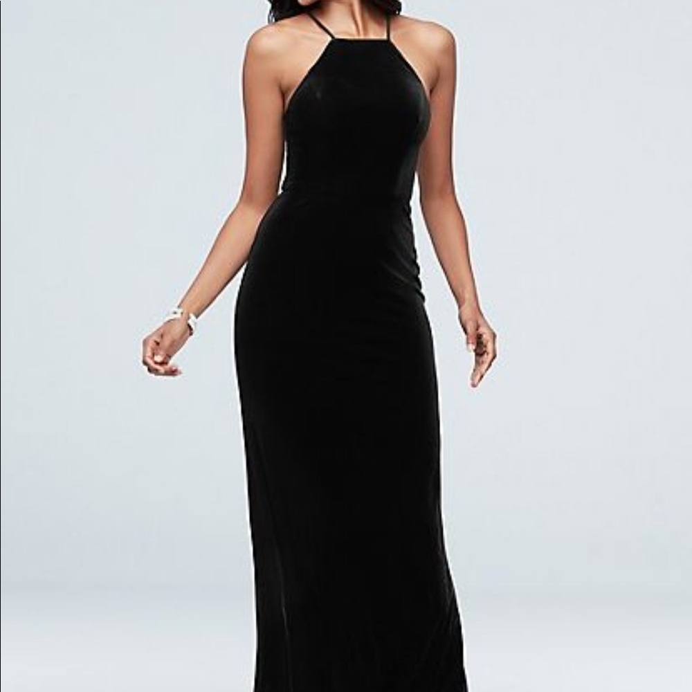 NWT - High Neck Velvet Long Dress in Black 🖤